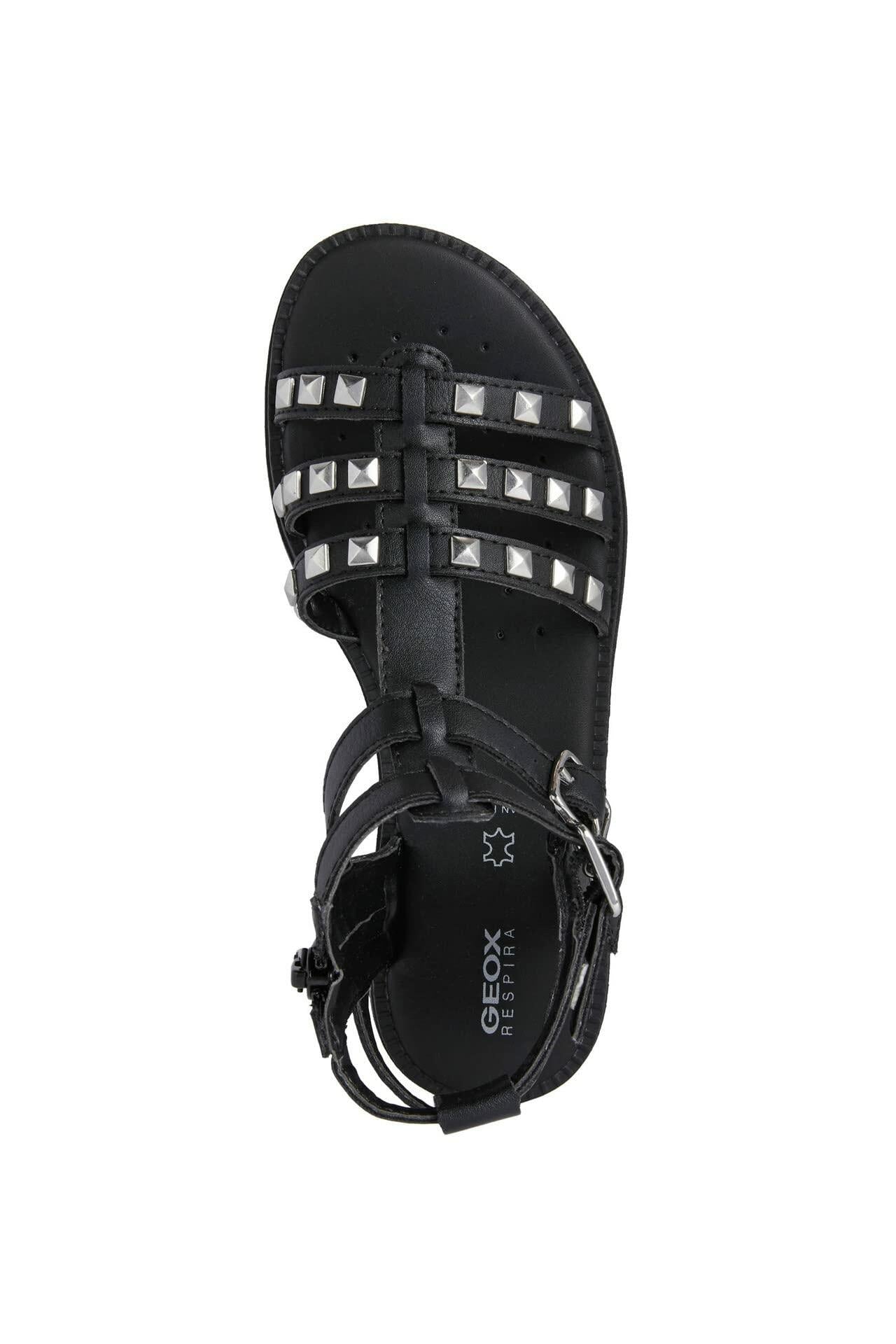 Geox Girl's Karly Sandal 66 (Little Kid/Big Kid) Black 30 (US 12 Little Kid) M