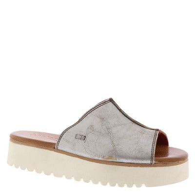Silver Lux Leather Slide Sandals by Bed Stu