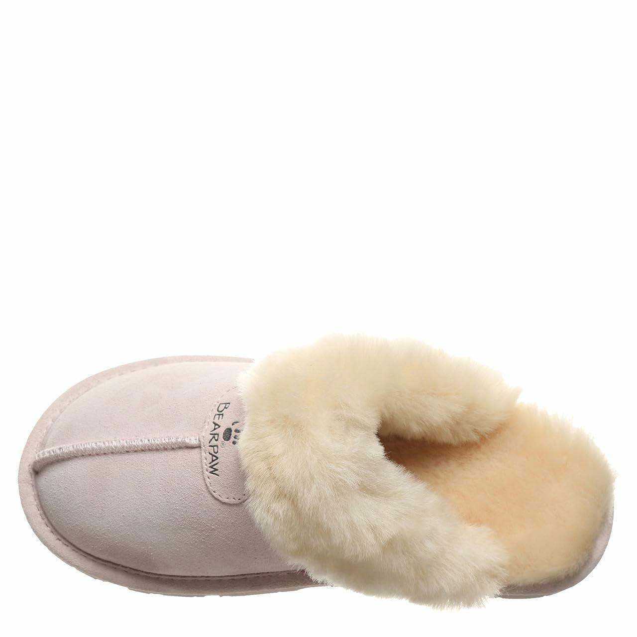 BEARPAW Women's Loki Pale Pink Size 9 | Soft Suede Indoor & Outdoor Slippers | Comfortable & Lightweight Footwear for Women