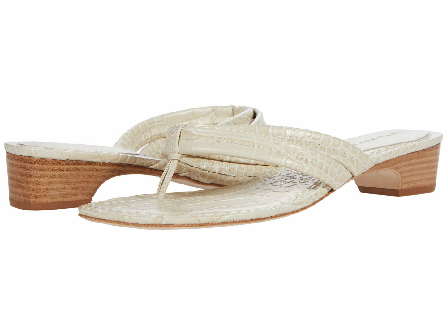 Bernardo Miami Demi Heel Sandals Eggshell Embossed Crocco 11 M