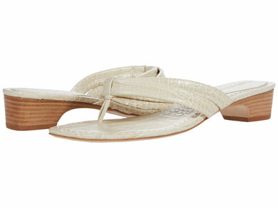 Bernardo Miami Demi Heel Sandals Eggshell Embossed Crocco 11 M