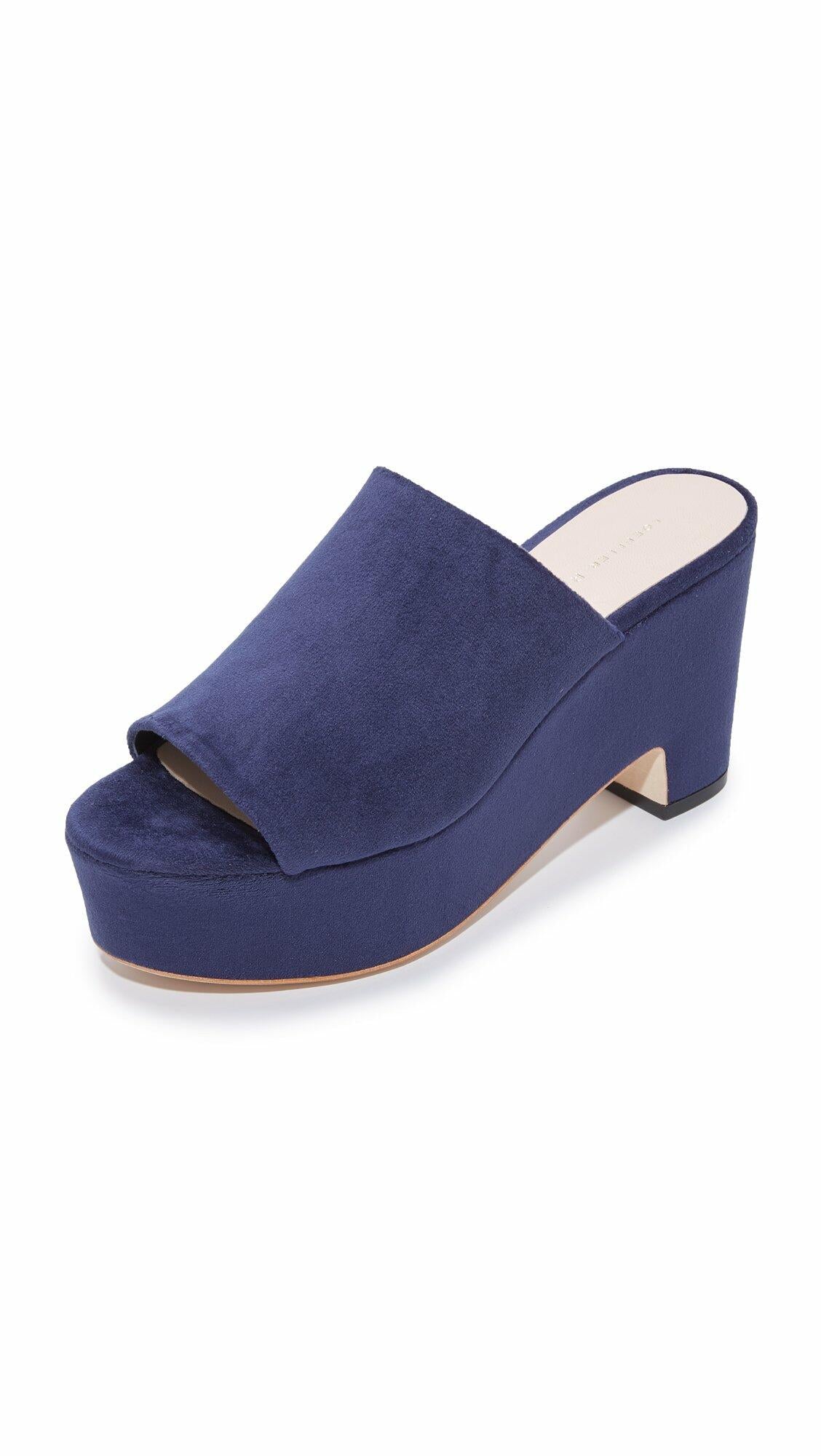 LOEFFLER RANDALL Women's Amara Platform Slide(Velvet) Shoe, Eclipse, 9 B US
