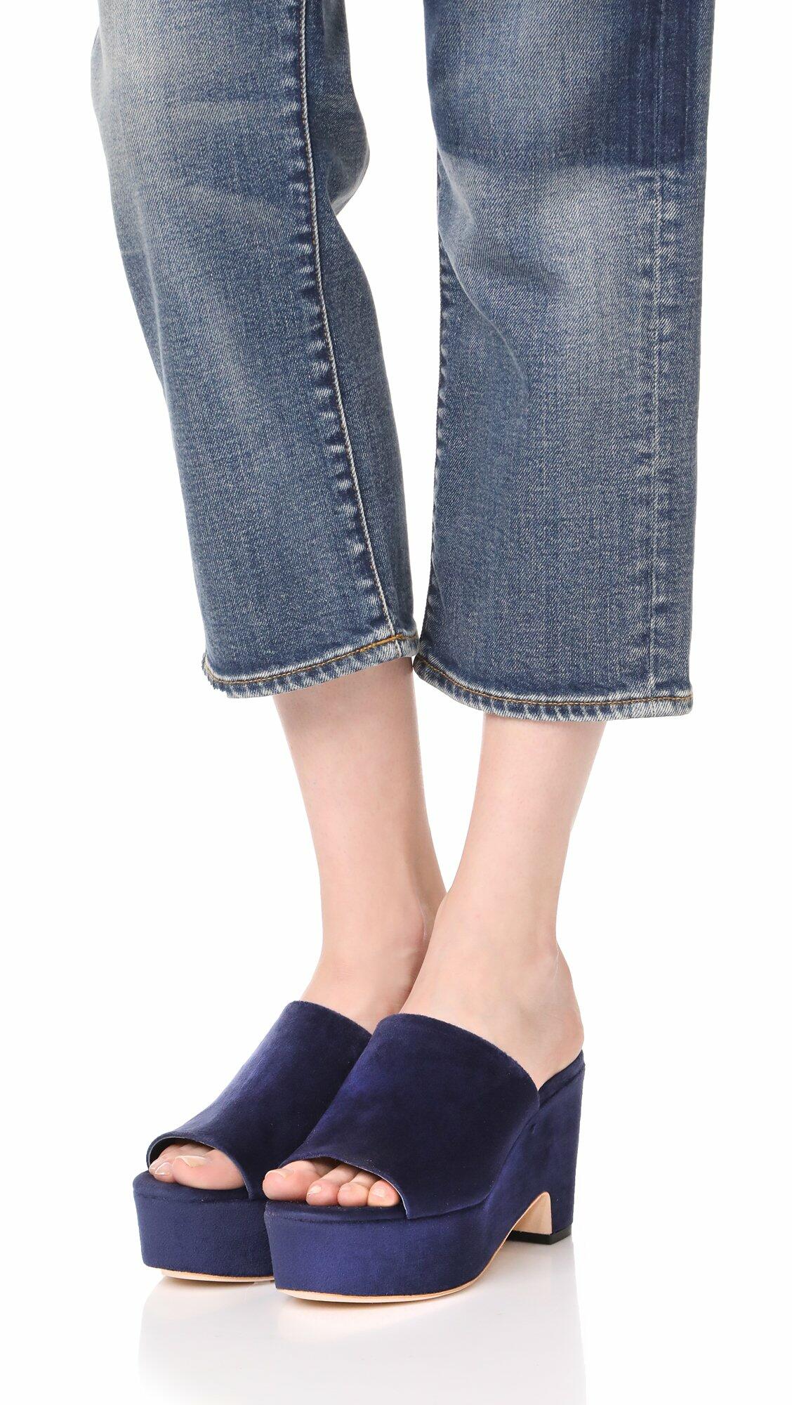 LOEFFLER RANDALL Women's Amara Platform Slide(Velvet) Shoe, Eclipse, 9 B US