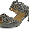 J. Renee Francie - Heels for Women - Soft Satiny Fabric Uppers - Open Toe - Synthetic Linings - Sculpted Heel Pewter Glitter 8.5 W (C)
