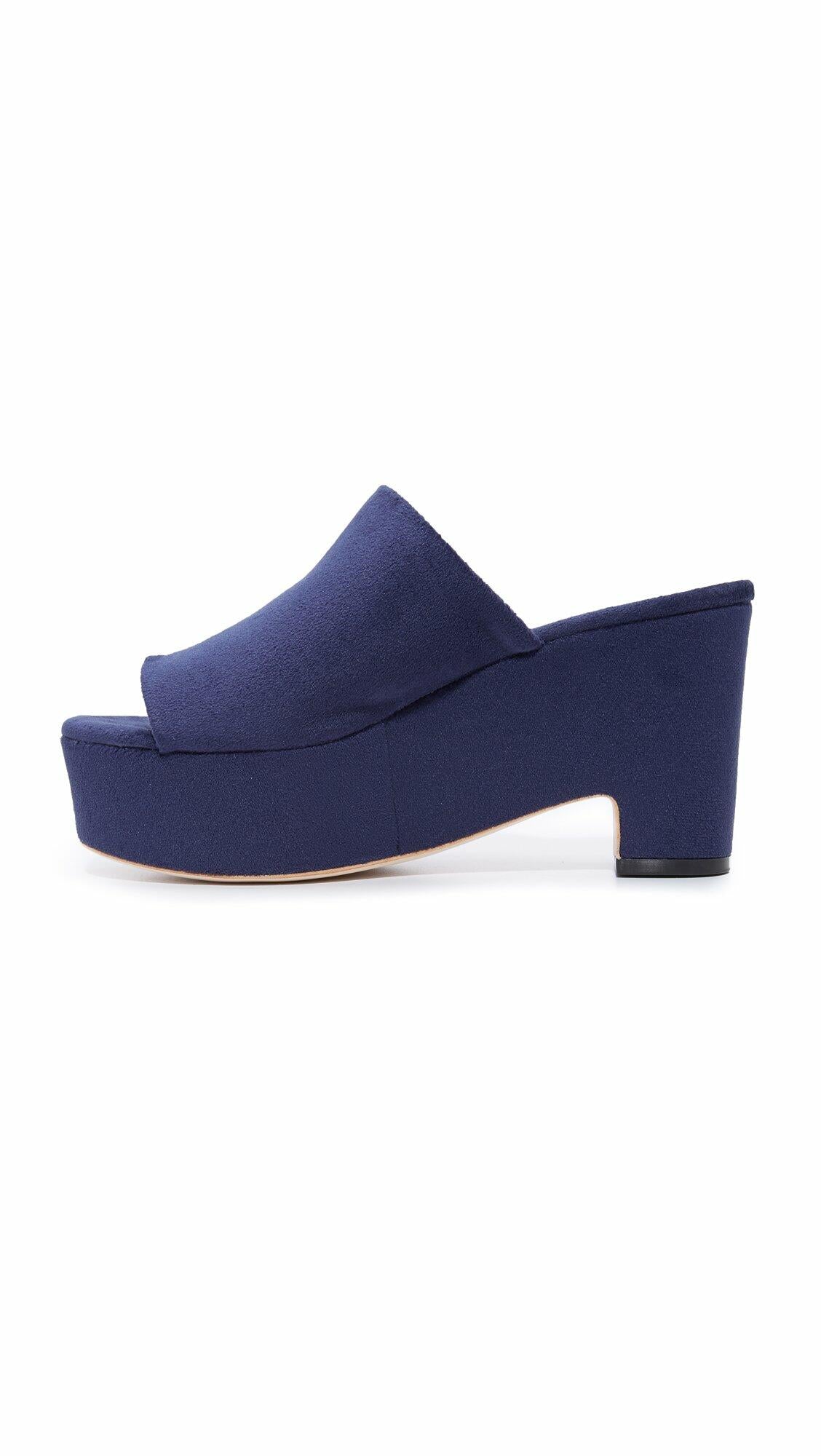 LOEFFLER RANDALL Women's Amara Platform Slide(Velvet) Shoe, Eclipse, 9 B US