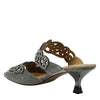 J. Renee Francie - Heels for Women - Soft Satiny Fabric Uppers - Open Toe - Synthetic Linings - Sculpted Heel Pewter Glitter 8.5 W (C)