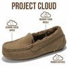 Project Cloud 100% Genuine Leather Slippers for Women - Fur Lined Outdoor Slippers for Women Footwear with Memory Foam - Stylish Womens Moccasin (Cathi, TAUP, 9)
