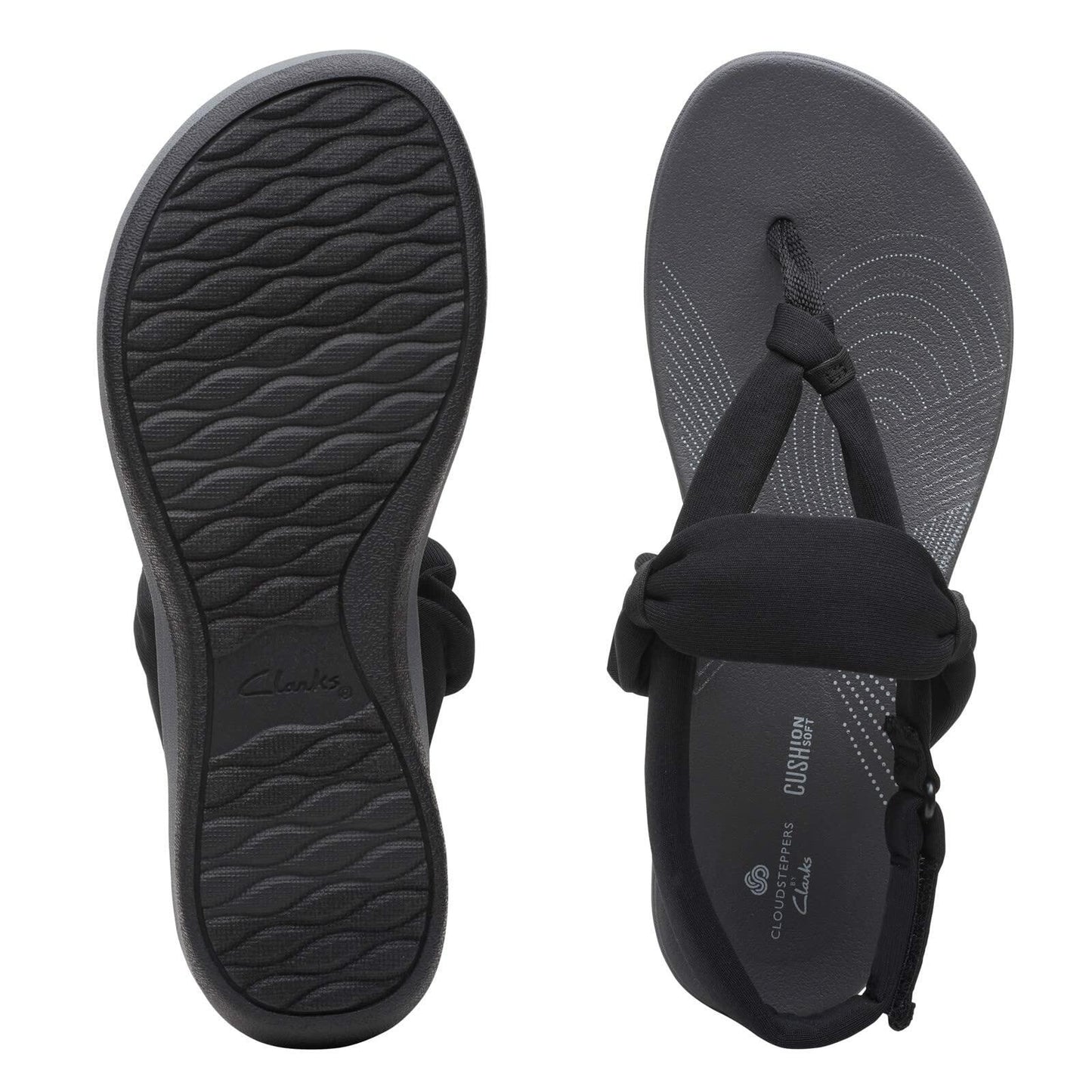 Clarks Arla Nicole Flat Sandal, Black Textile, 8 Wide