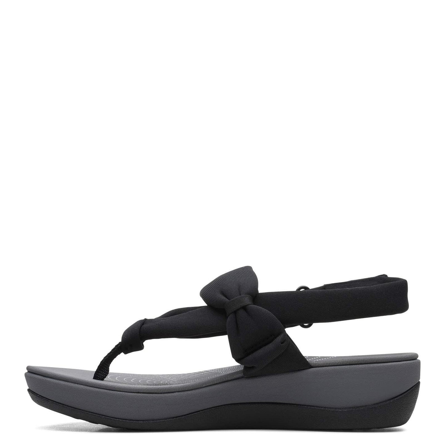 Clarks Arla Nicole Flat Sandal, Black Textile, 8 Wide
