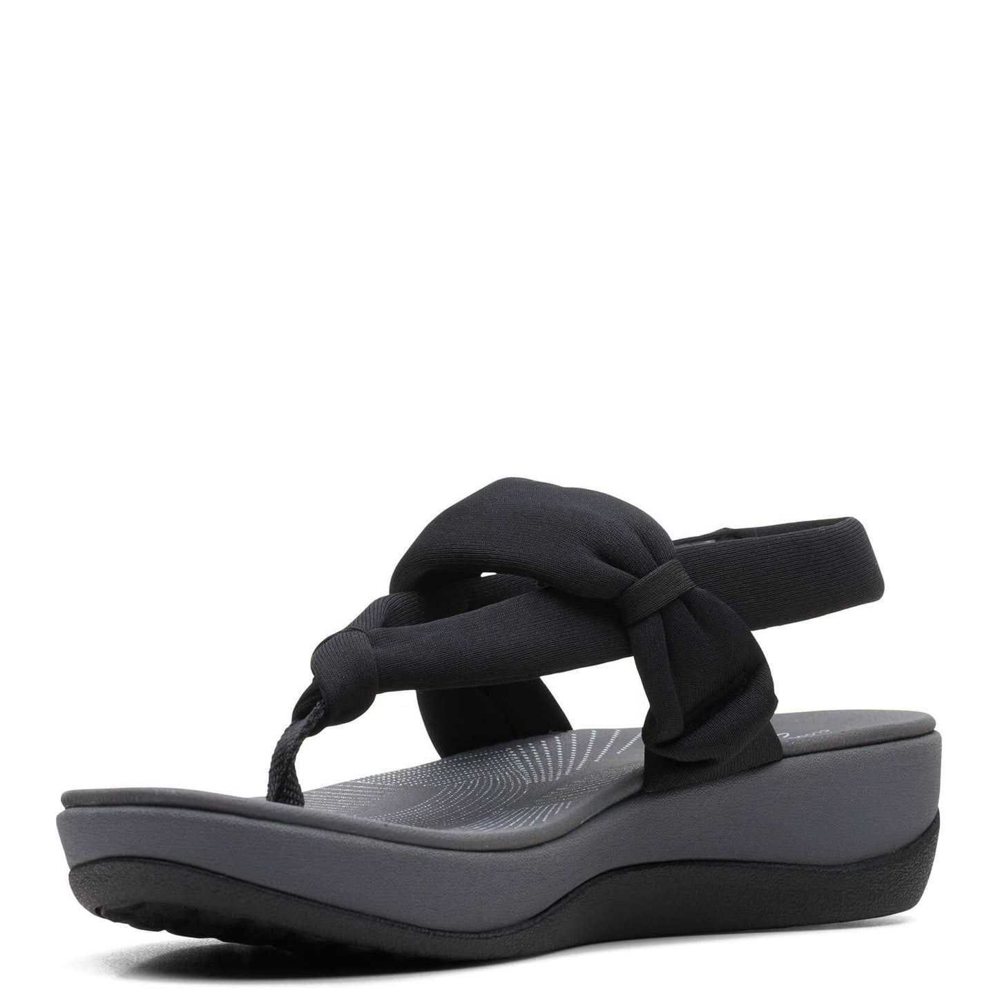 Clarks Arla Nicole Flat Sandal, Black Textile, 8 Wide