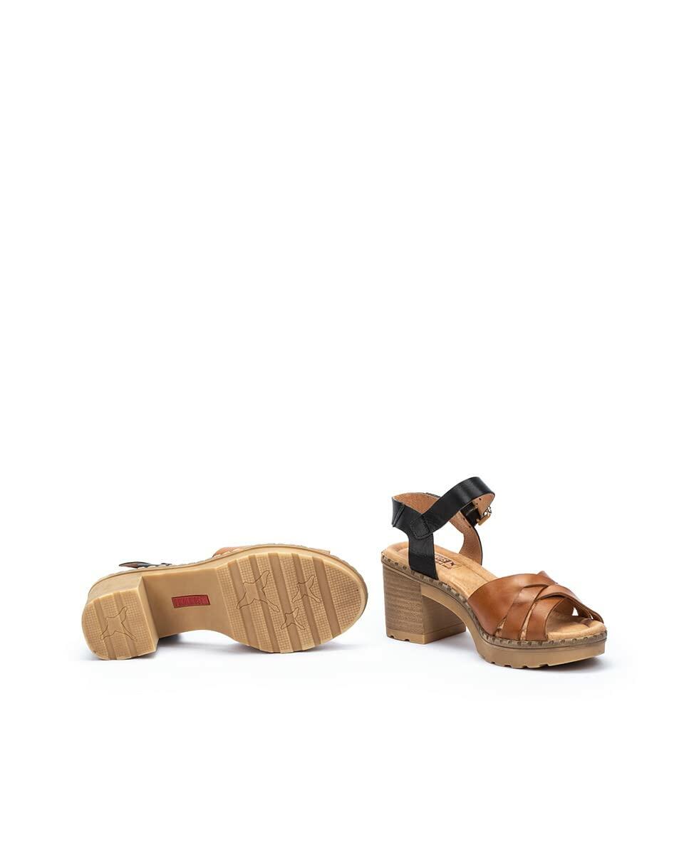 PIKOLINOS Heeled Sandals Leather Canarias for Woman Brandy