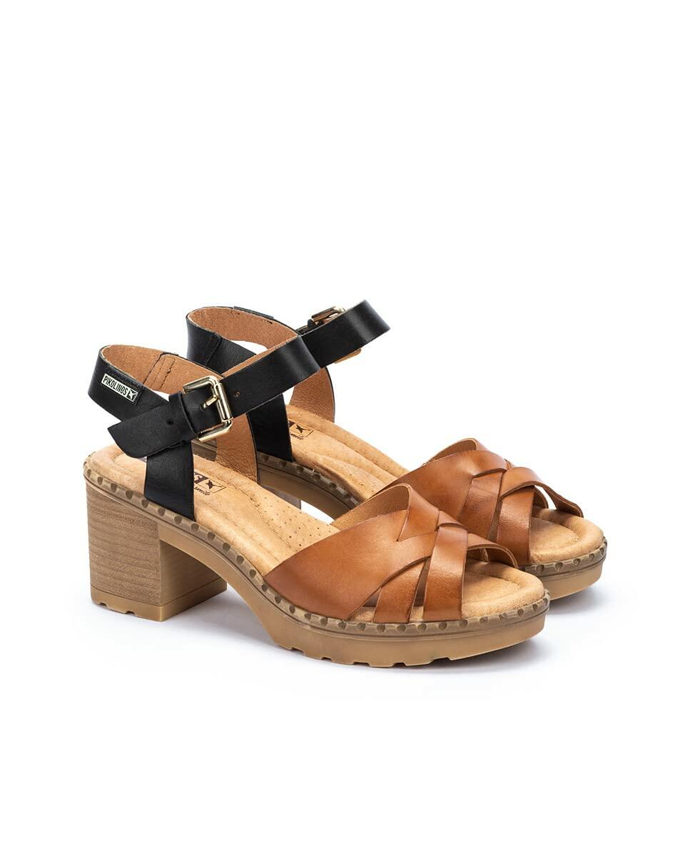 PIKOLINOS Heeled Sandals Leather Canarias for Woman Brandy