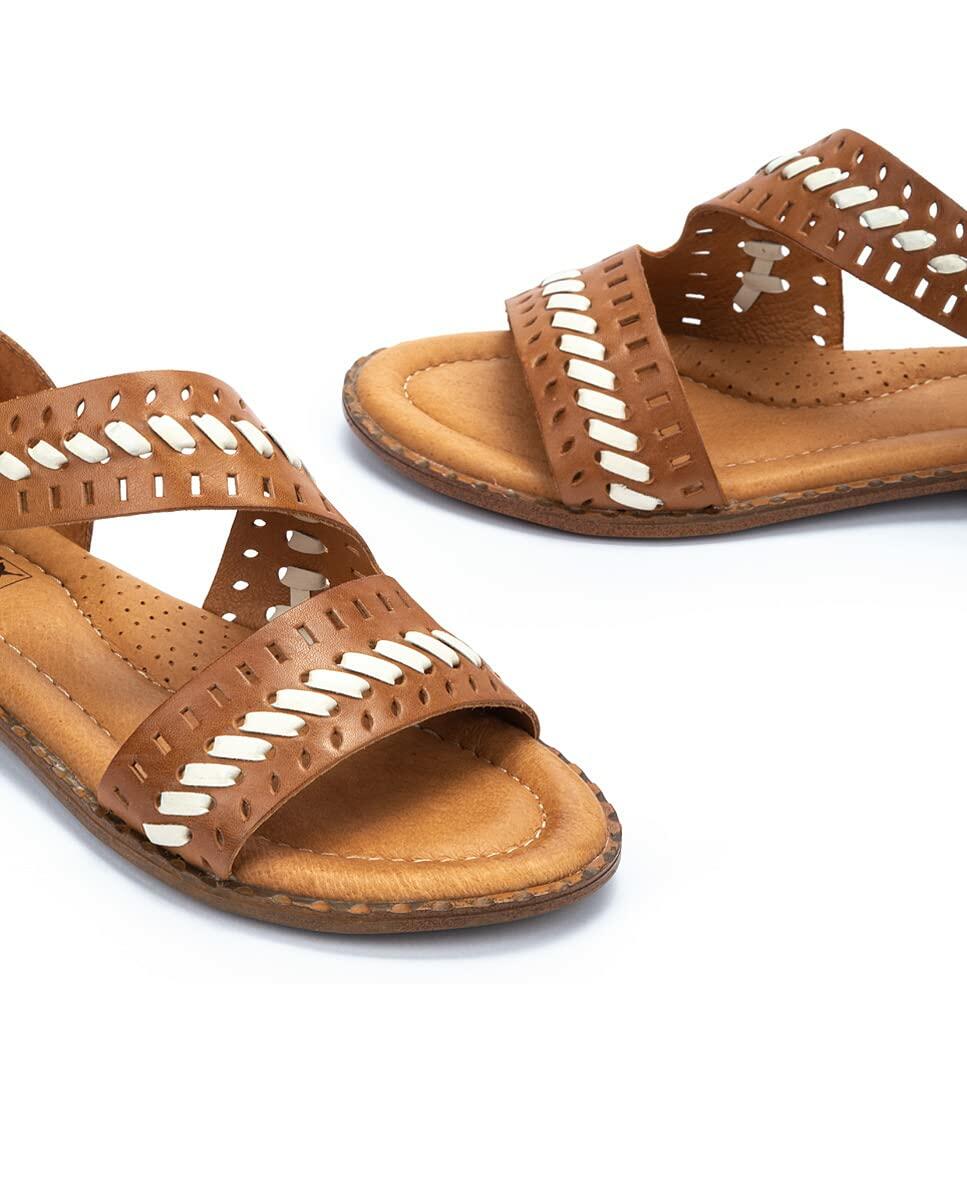 PIKOLINOS Flat Sandals Leather Algar for Woman Brandy