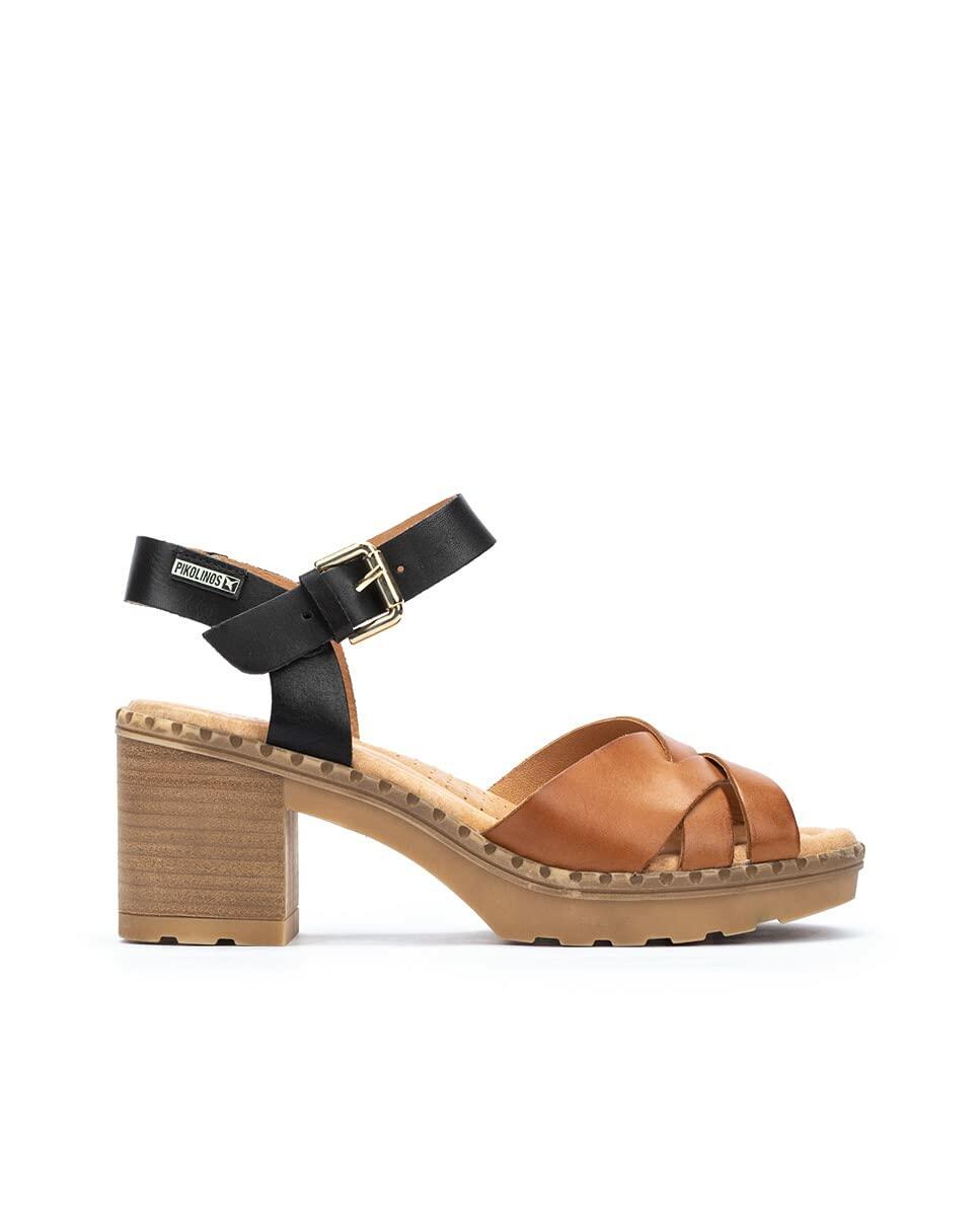 PIKOLINOS Heeled Sandals Leather Canarias for Woman Brandy