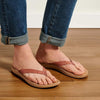 OLUKAI Nonohe Women's Beach Sandal, Premium Full-Grain Leather Flip-Flops, All-Day Support & Breathable Lining, Wet Grip Sole & Easy Slip-On Design, Cedarwood/Golden Sand, 8