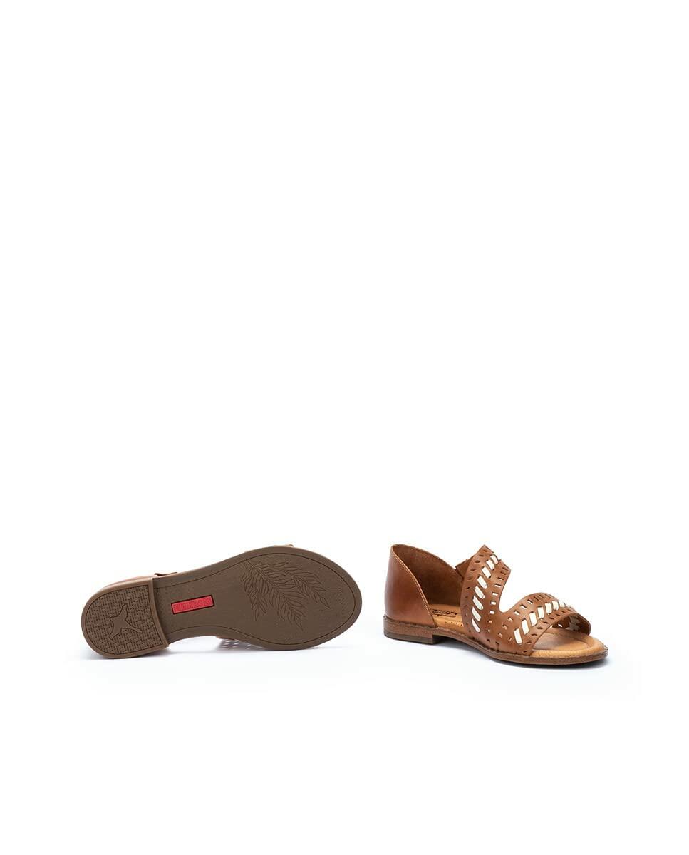 PIKOLINOS Flat Sandals Leather Algar for Woman Brandy