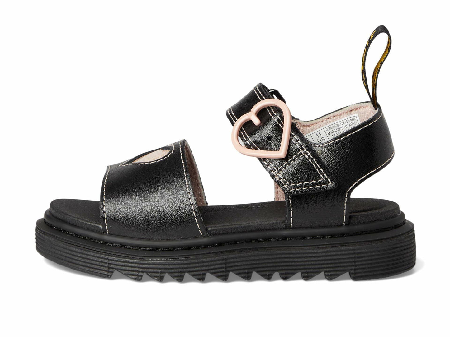 Dr. Martens Kid's Collection Womens Marlowe Hearts (Little Kid/Big Kid) Black 2 UK (US 3 Little Kid) M