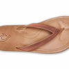 OLUKAI Nonohe Women's Beach Sandal, Premium Full-Grain Leather Flip-Flops, All-Day Support & Breathable Lining, Wet Grip Sole & Easy Slip-On Design, Cedarwood/Golden Sand, 8