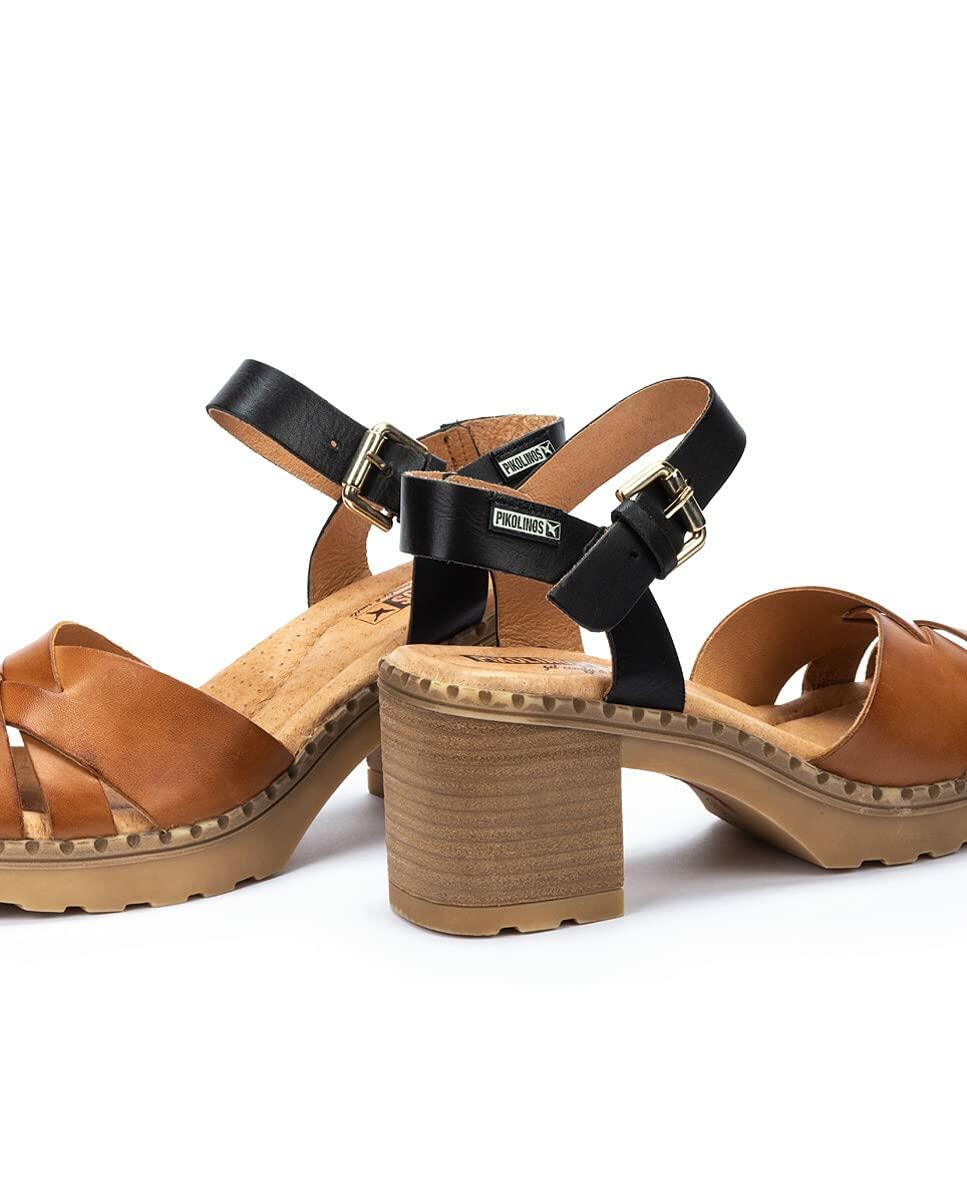 PIKOLINOS Heeled Sandals Leather Canarias for Woman Brandy