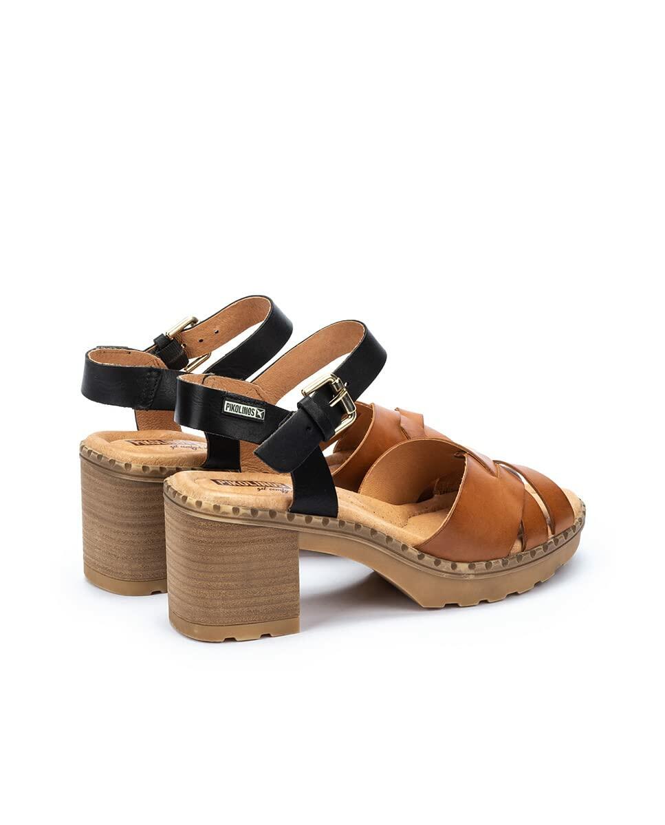 PIKOLINOS Heeled Sandals Leather Canarias for Woman Brandy