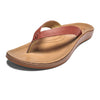 OLUKAI Nonohe Women's Beach Sandal, Premium Full-Grain Leather Flip-Flops, All-Day Support & Breathable Lining, Wet Grip Sole & Easy Slip-On Design, Cedarwood/Golden Sand, 8