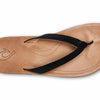 OLUKAI Nonohe Women's Beach Sandal, Premium Full-Grain Leather Flip-Flops, All-Day Support & Breathable Lining, Wet Grip Sole & Easy Slip-On Design, Black/Golden Sand, 7