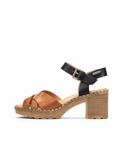 PIKOLINOS Heeled Sandals Leather Canarias for Woman Brandy