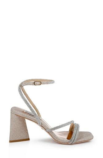Badgley Mischka Freedom Glitter Block Heel with Bejeweled Straps