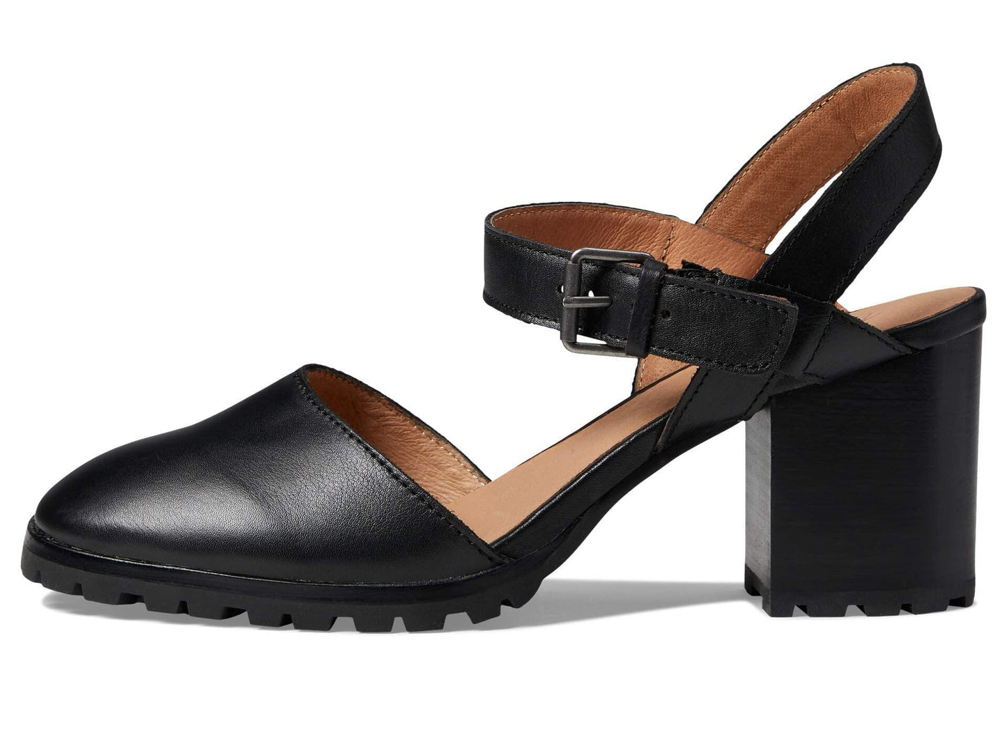 Madewell The Claudie Heeled Lugsole Mary Jane in Leather - Ankle Strap with Buckle Closure, and Stylish Women's Sandals True Black 6.5 M