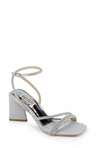 Badgley Mischka Freedom Glitter Block Heel with Bejeweled Straps