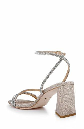 Badgley Mischka Freedom Glitter Block Heel with Bejeweled Straps