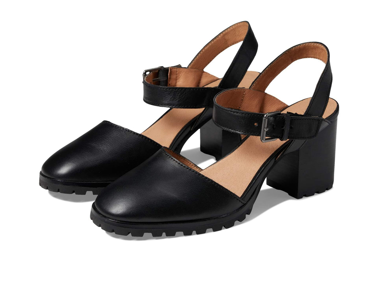 Madewell The Claudie Heeled Lugsole Mary Jane in Leather - Ankle Strap with Buckle Closure, and Stylish Women's Sandals True Black 6.5 M