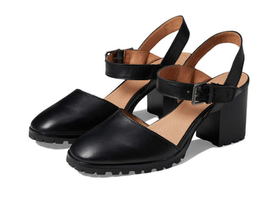 Madewell The Claudie Heeled Lugsole Mary Jane in Leather - Ankle Strap with Buckle Closure, and Stylish Women's Sandals True Black 6.5 M