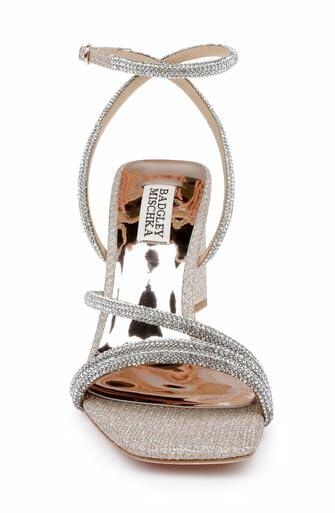 Badgley Mischka Freedom Glitter Block Heel with Bejeweled Straps