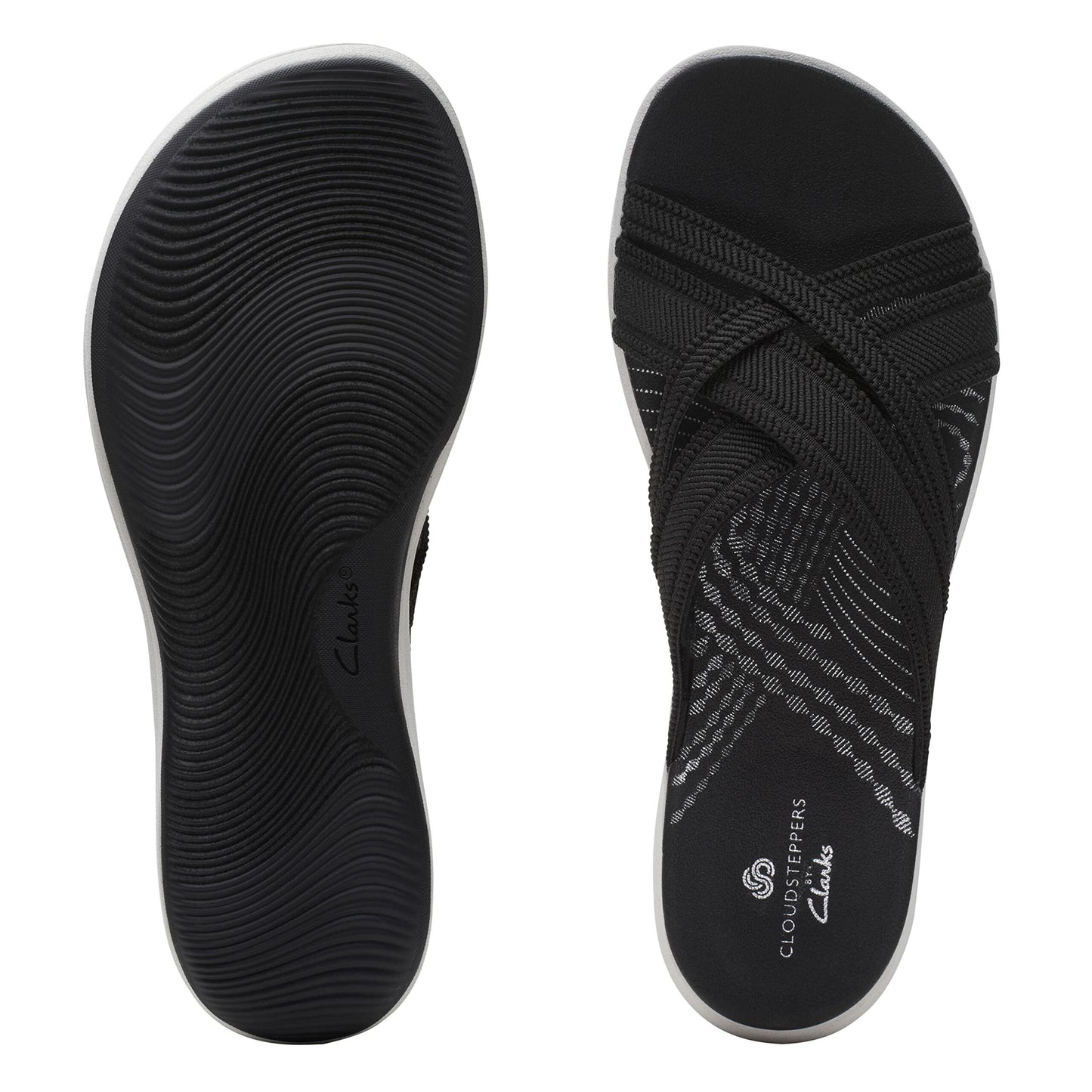 Clarks Women's Wedge Sandal, Black, 6 UK
