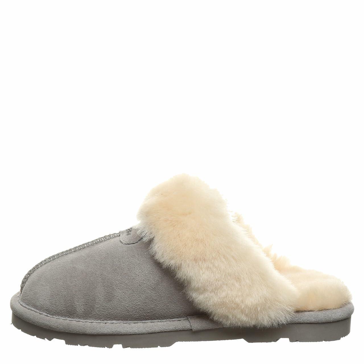 BEARPAW Women's Loki Gray Fog Size 12 | Soft Suede Indoor & Outdoor Slippers | Comfortable & Lightweight Footwear for Women