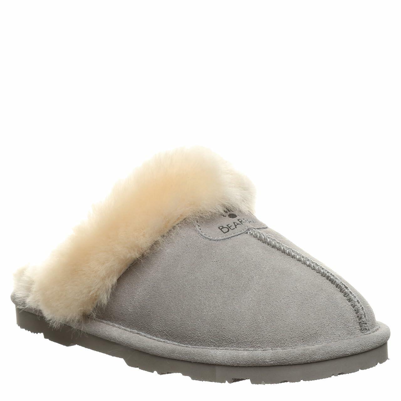 BEARPAW Women's Loki Gray Fog Size 12 | Soft Suede Indoor & Outdoor Slippers | Comfortable & Lightweight Footwear for Women