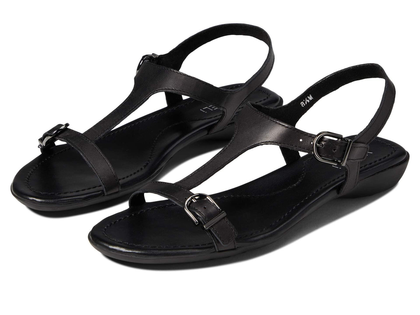 VANELi® Taletha Flats for Women – Croc-Embossed Leather Upper – Dual Function Buckle – Rubber Outsole Black Bogota 7.5 M (B)