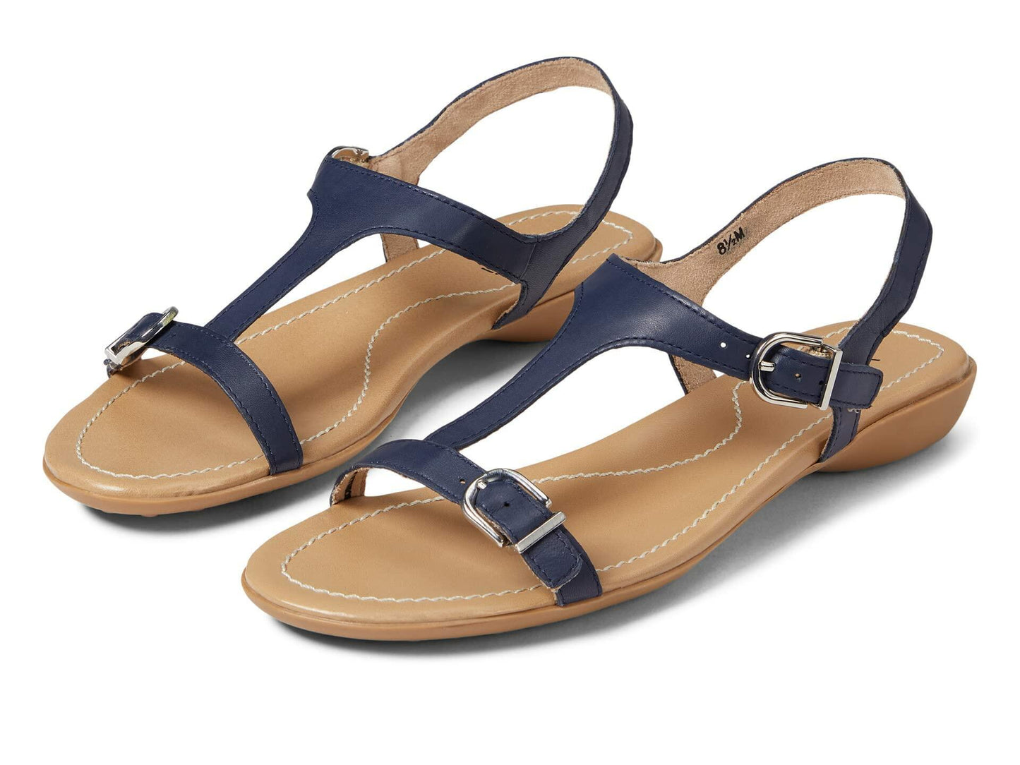 VANELi® Taletha Flats for Women – Croc-Embossed Leather Upper – Dual Function Buckle – Rubber Outsole Navy Bogota 8 W (D)