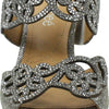 J. Renee Francie - Heels for Women - Soft Satiny Fabric Uppers - Open Toe - Synthetic Linings - Sculpted Heel Pewter Glitter 7.5 M (B)