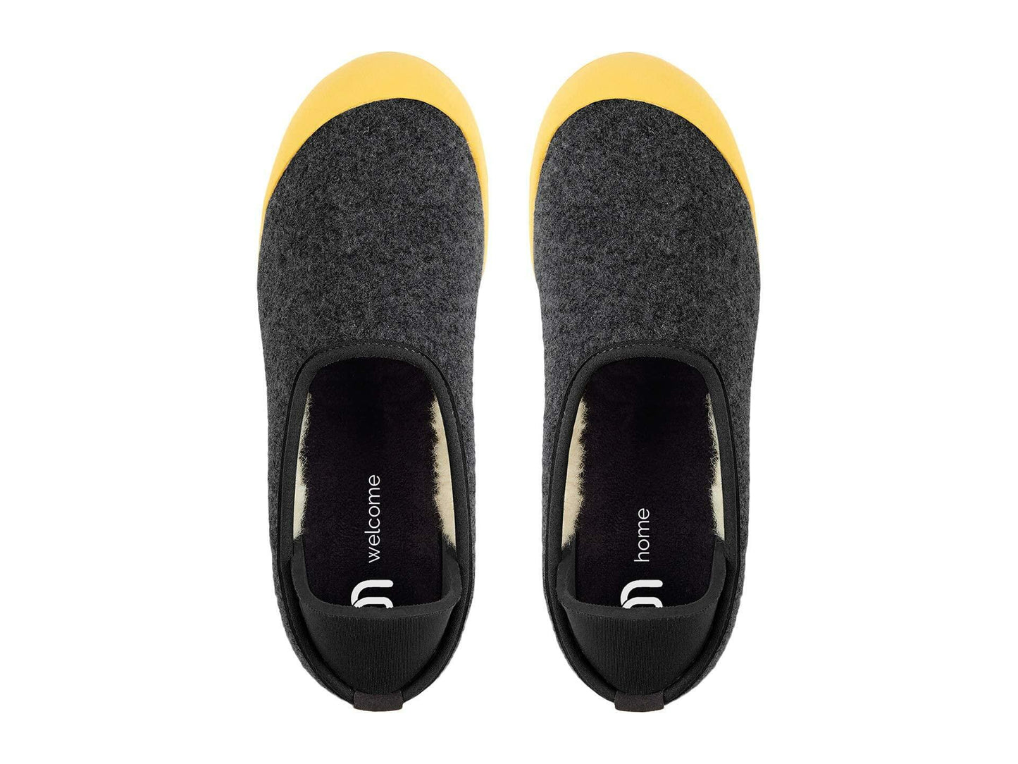 mahabis Curve Classic Slippers, Comfy, Premium Unisex House Shoe for Indoors and Outdoors Larvik Dark Grey/Skane Yellow 44 (US Men's 10.5) Medium