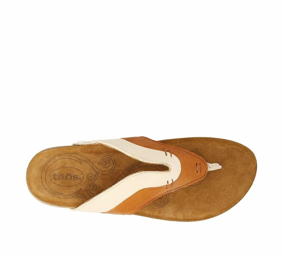 Taos Footwear Women's Sun Queen Cognac/Off White Sandal 8-8.5 M US