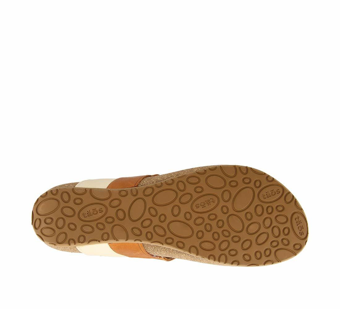 Taos Footwear Women's Sun Queen Cognac/Off White Sandal 8-8.5 M US