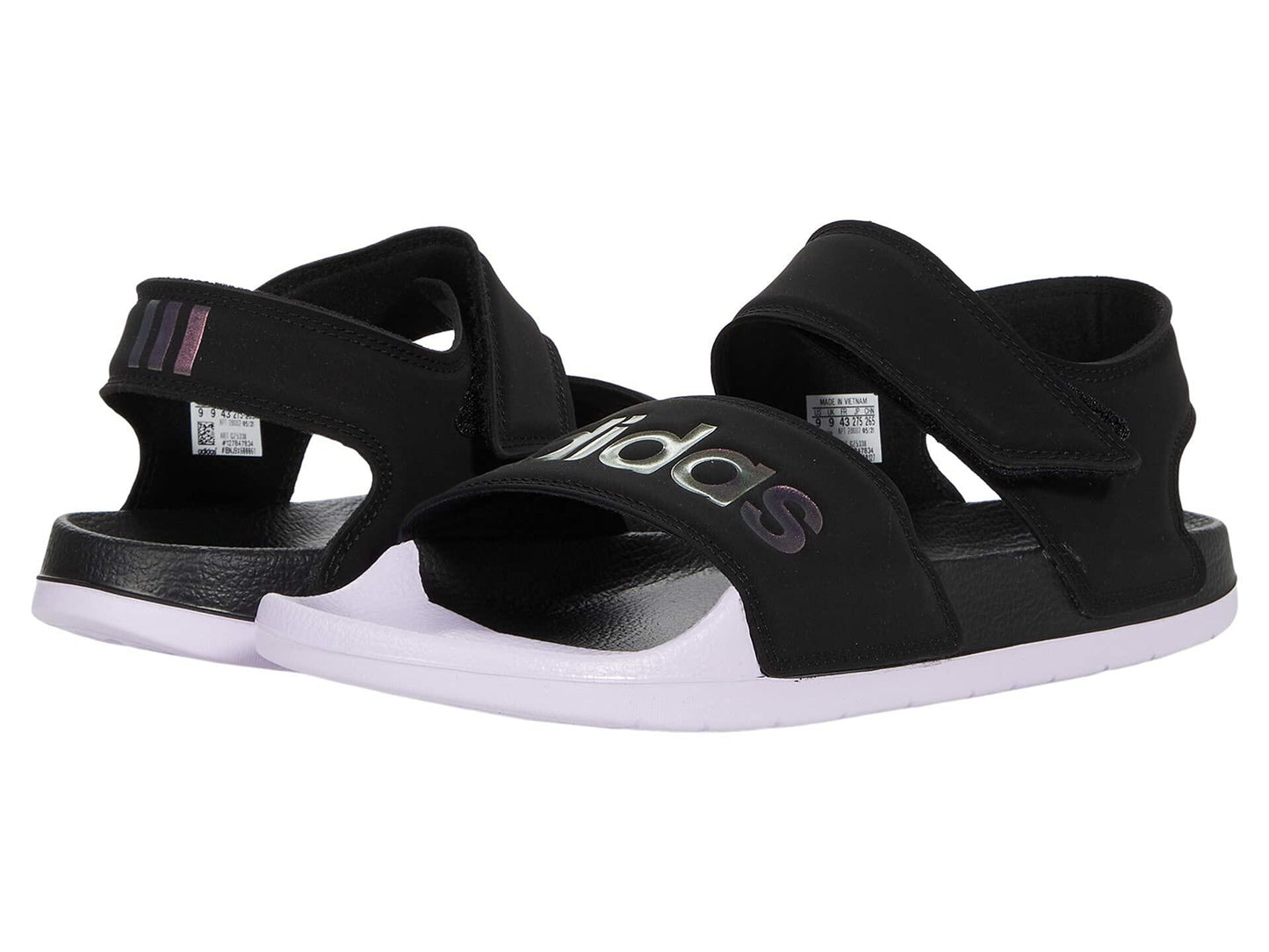 adidas Adilette Sandals Black/White/Purple Tint Men's 11, Women's 12 Medium