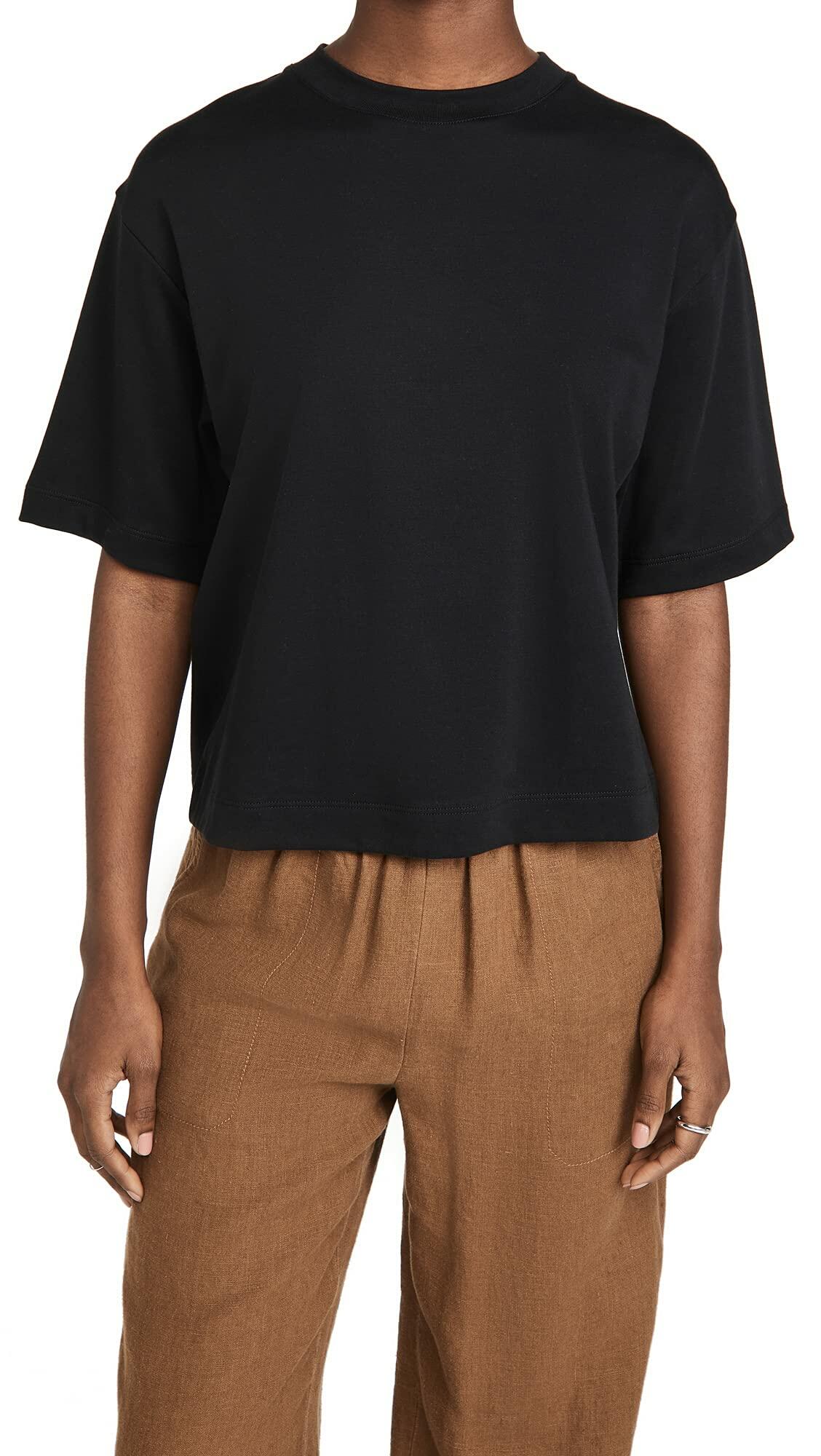 Vince Women's Wide Sleeve Crop Tee, Black, XL