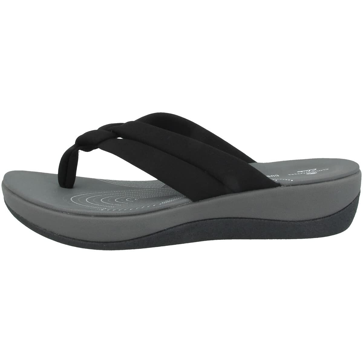 Clarks Women's Flip-Flop, Black Textile, 8