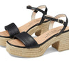 Eric Michael® Argento Sandals for Women – Leather Construction – Jute Braid Detailing – 3-inch Heel Black EU 38 (US Women's 7.5-8) M (B)