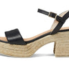 Eric Michael® Argento Sandals for Women – Leather Construction – Jute Braid Detailing – 3-inch Heel Black EU 38 (US Women's 7.5-8) M (B)