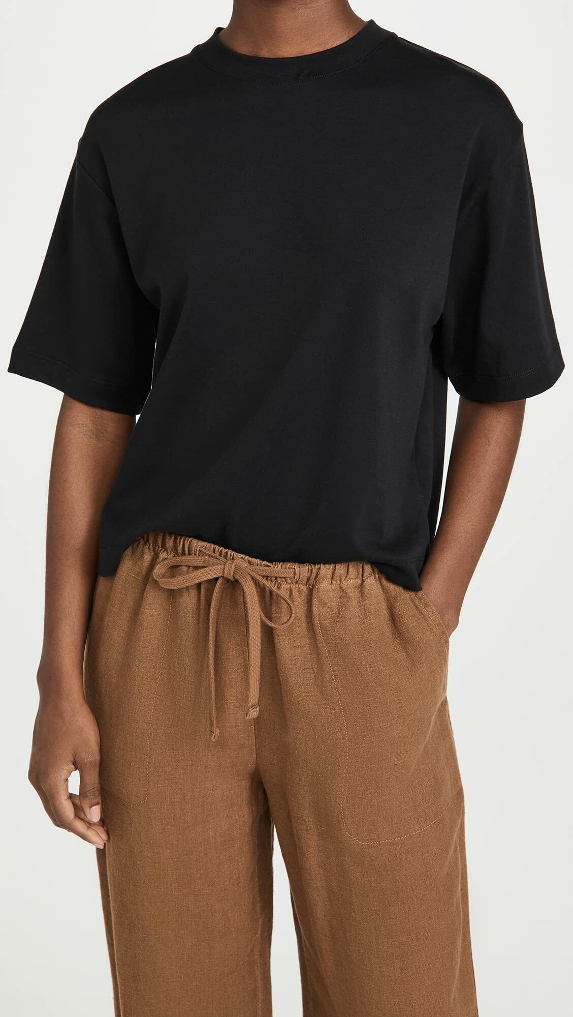 Vince Women's Wide Sleeve Crop Tee, Black, XL