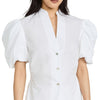 Vince Women's Draped Puff Sleeve Blouse, Optic White, 2
